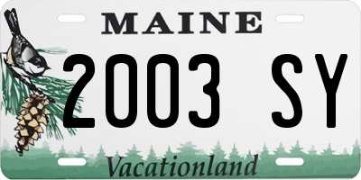 ME license plate 2003SY
