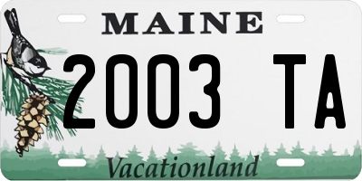ME license plate 2003TA
