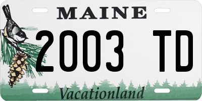 ME license plate 2003TD