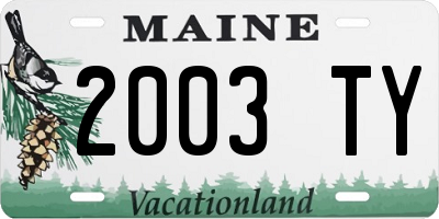 ME license plate 2003TY