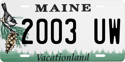 ME license plate 2003UW