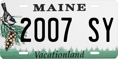 ME license plate 2007SY