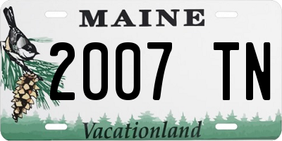 ME license plate 2007TN