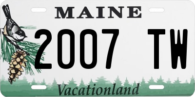 ME license plate 2007TW