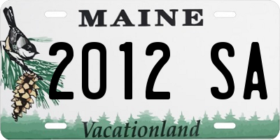 ME license plate 2012SA