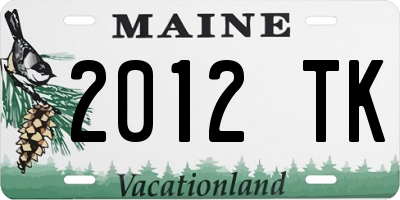 ME license plate 2012TK