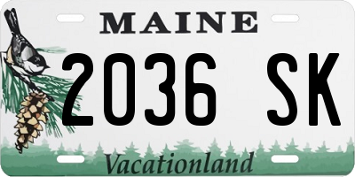 ME license plate 2036SK