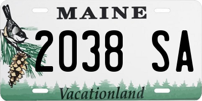 ME license plate 2038SA