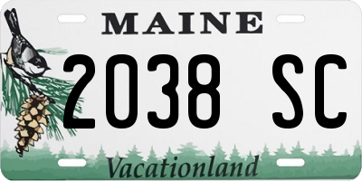 ME license plate 2038SC