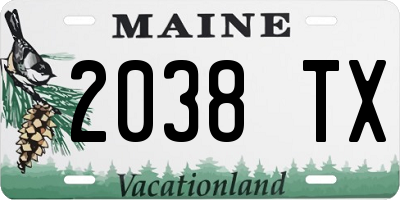 ME license plate 2038TX