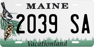 ME license plate 2039SA