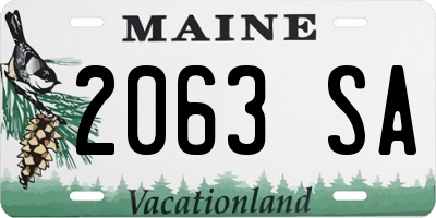 ME license plate 2063SA