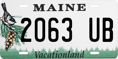 ME license plate 2063UB