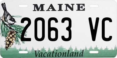 ME license plate 2063VC