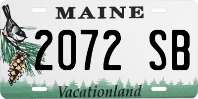 ME license plate 2072SB