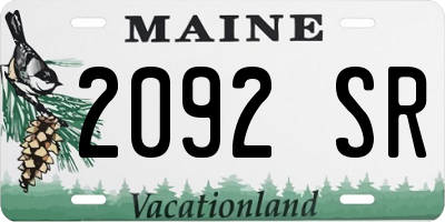 ME license plate 2092SR