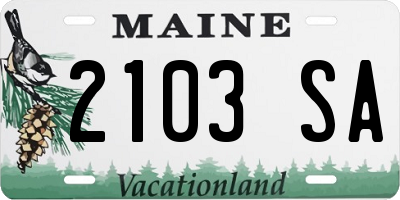 ME license plate 2103SA