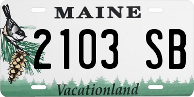 ME license plate 2103SB