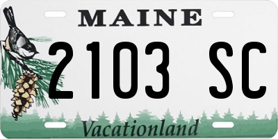 ME license plate 2103SC