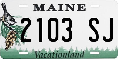 ME license plate 2103SJ