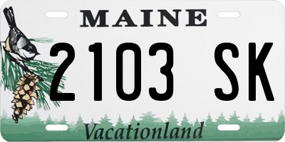 ME license plate 2103SK