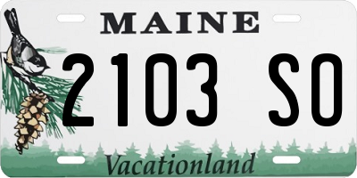 ME license plate 2103SO