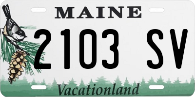 ME license plate 2103SV