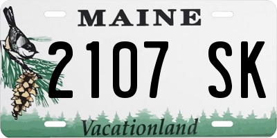 ME license plate 2107SK