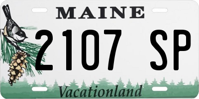 ME license plate 2107SP