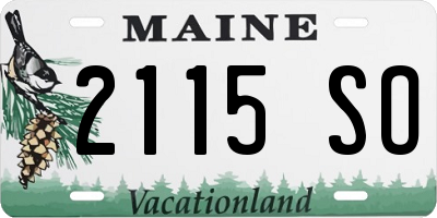 ME license plate 2115SO