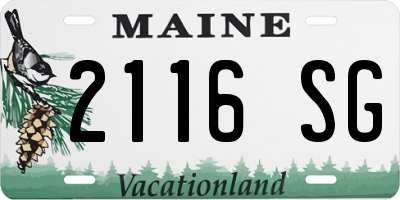 ME license plate 2116SG