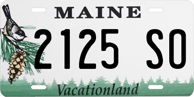 ME license plate 2125SO