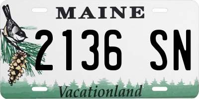 ME license plate 2136SN