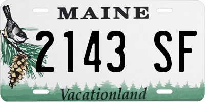 ME license plate 2143SF