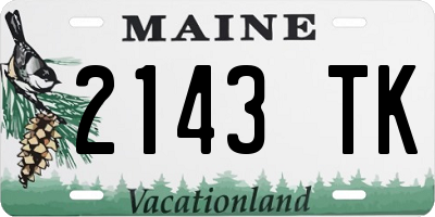ME license plate 2143TK