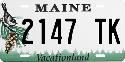 ME license plate 2147TK