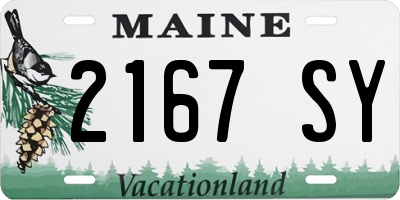 ME license plate 2167SY