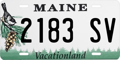 ME license plate 2183SV