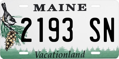 ME license plate 2193SN