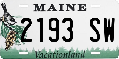 ME license plate 2193SW