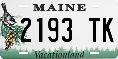 ME license plate 2193TK