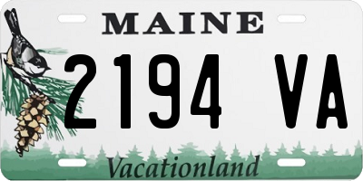 ME license plate 2194VA