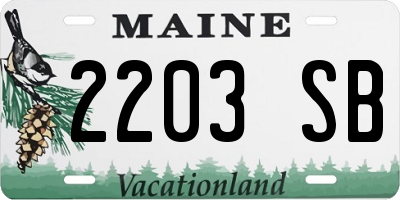 ME license plate 2203SB