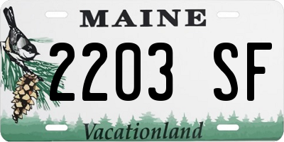 ME license plate 2203SF