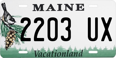 ME license plate 2203UX