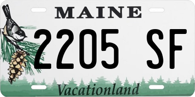 ME license plate 2205SF