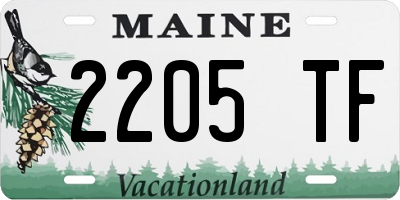 ME license plate 2205TF