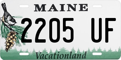 ME license plate 2205UF