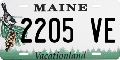 ME license plate 2205VE