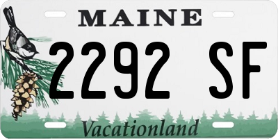 ME license plate 2292SF